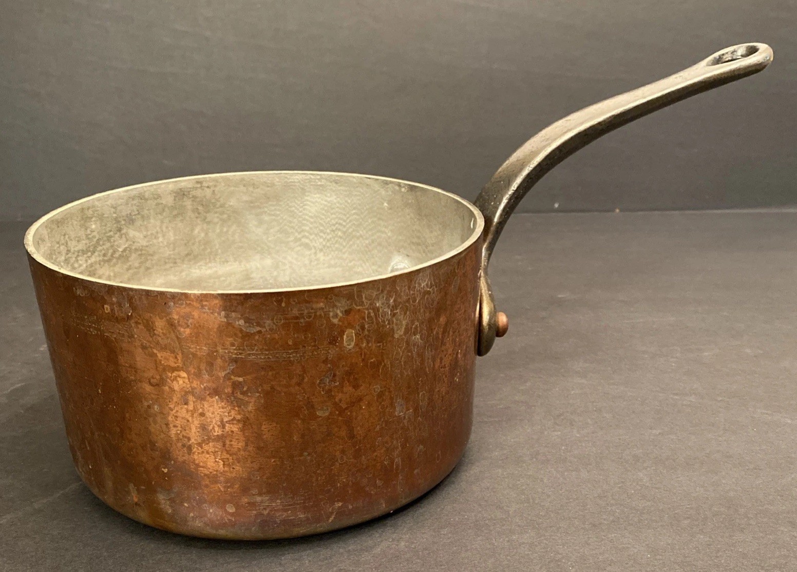 Vtg Hammered Copper Sauté Sauce Pan Pot 6.5” x 3.75” Stamped “Made In France”