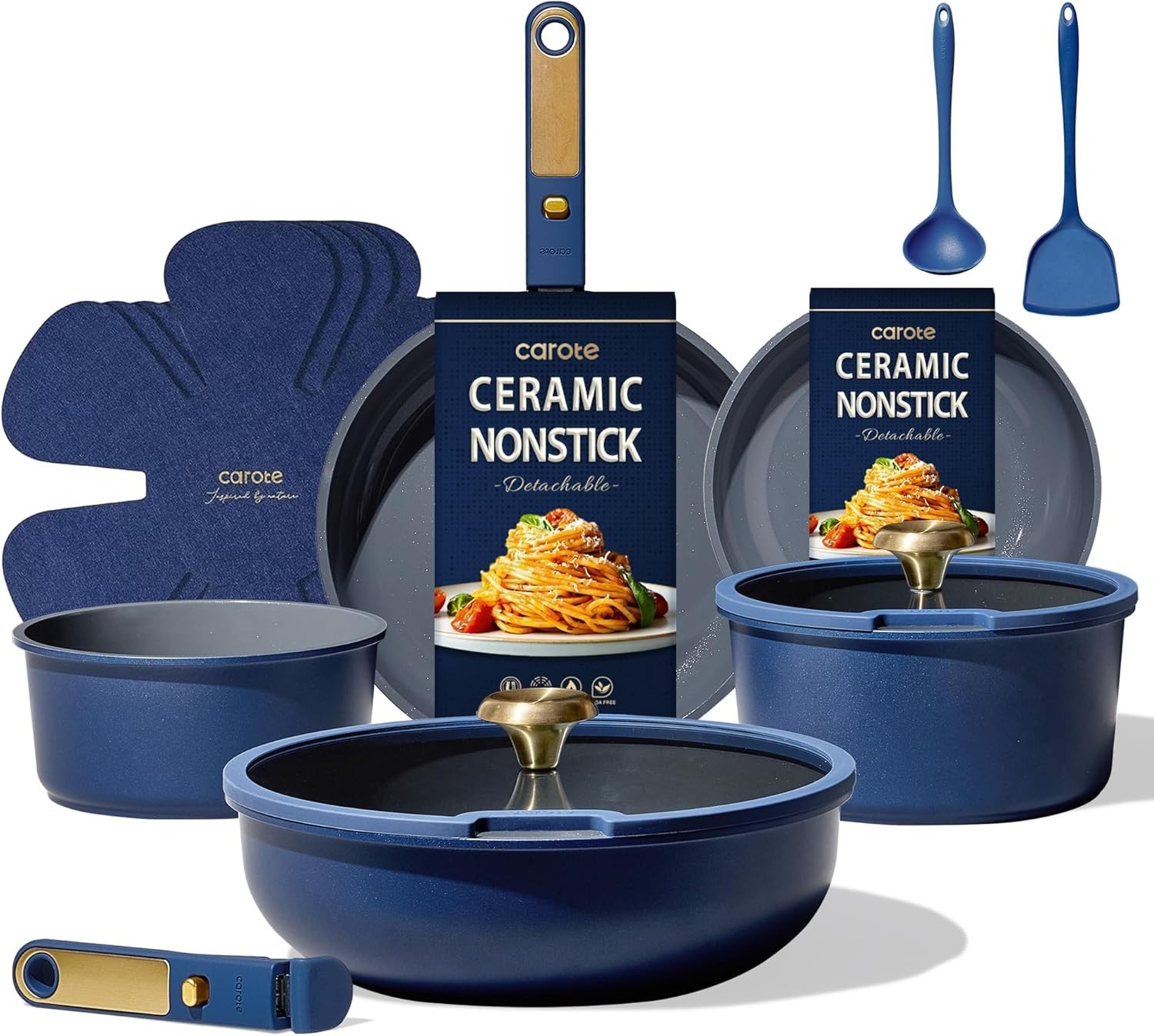 Ceramic Cookware Set Non Toxic PFAS Free 15Pcs Pots and Pans Set Non Stick