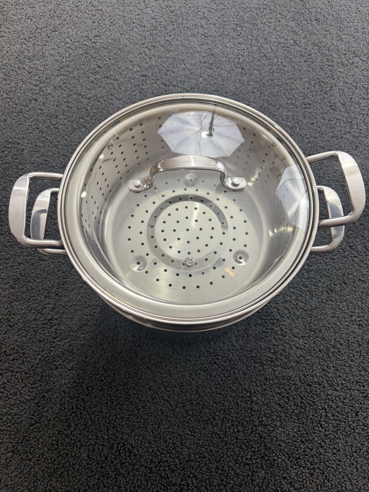 Denmark Stainless Pasta Pot Set 10” Stock Pot w/2 Strainers & Glass Lid