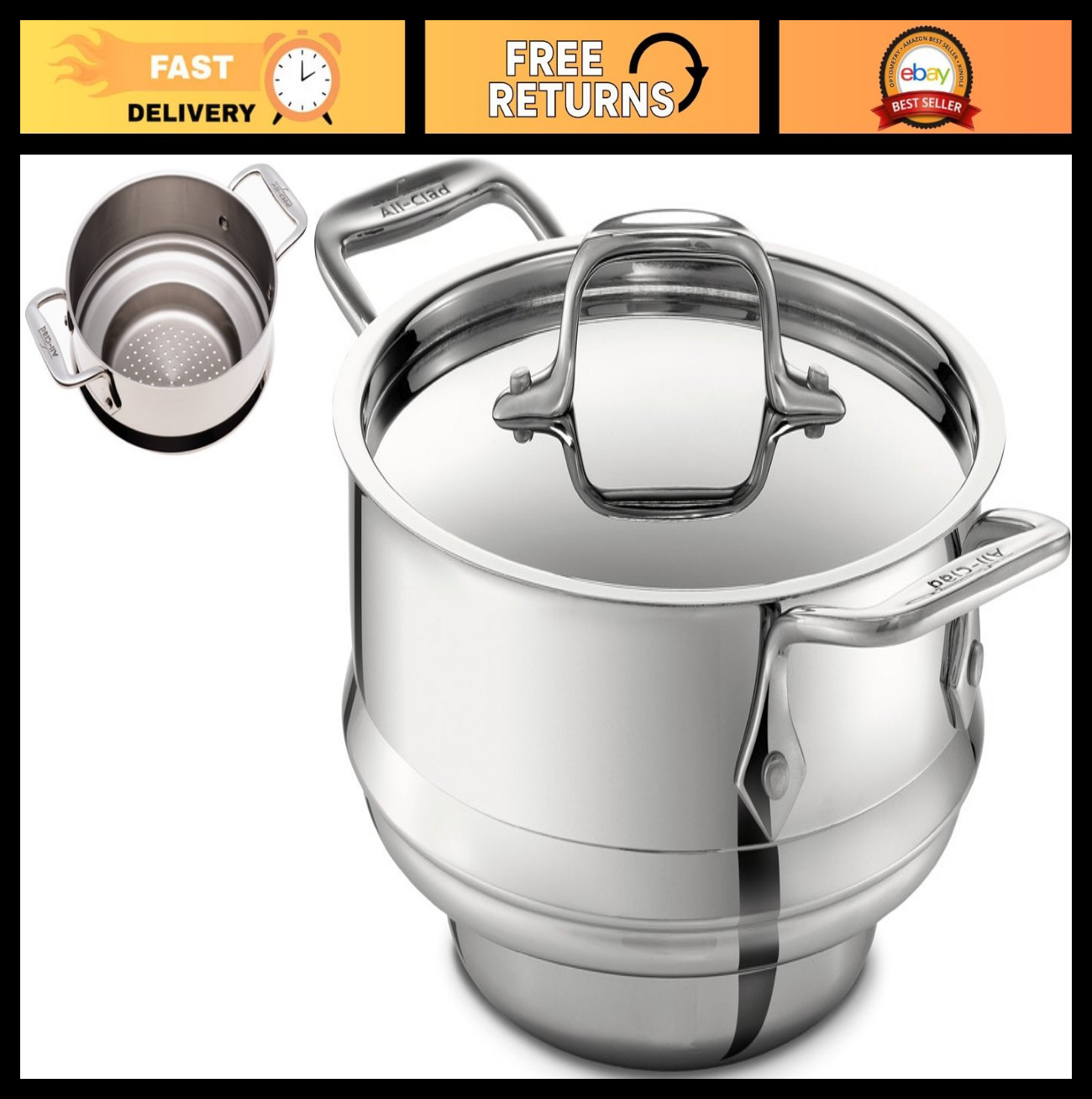 3 Quart Stainless Steel Universal Steamer Basket – Food Steamer for Cooking, Sil