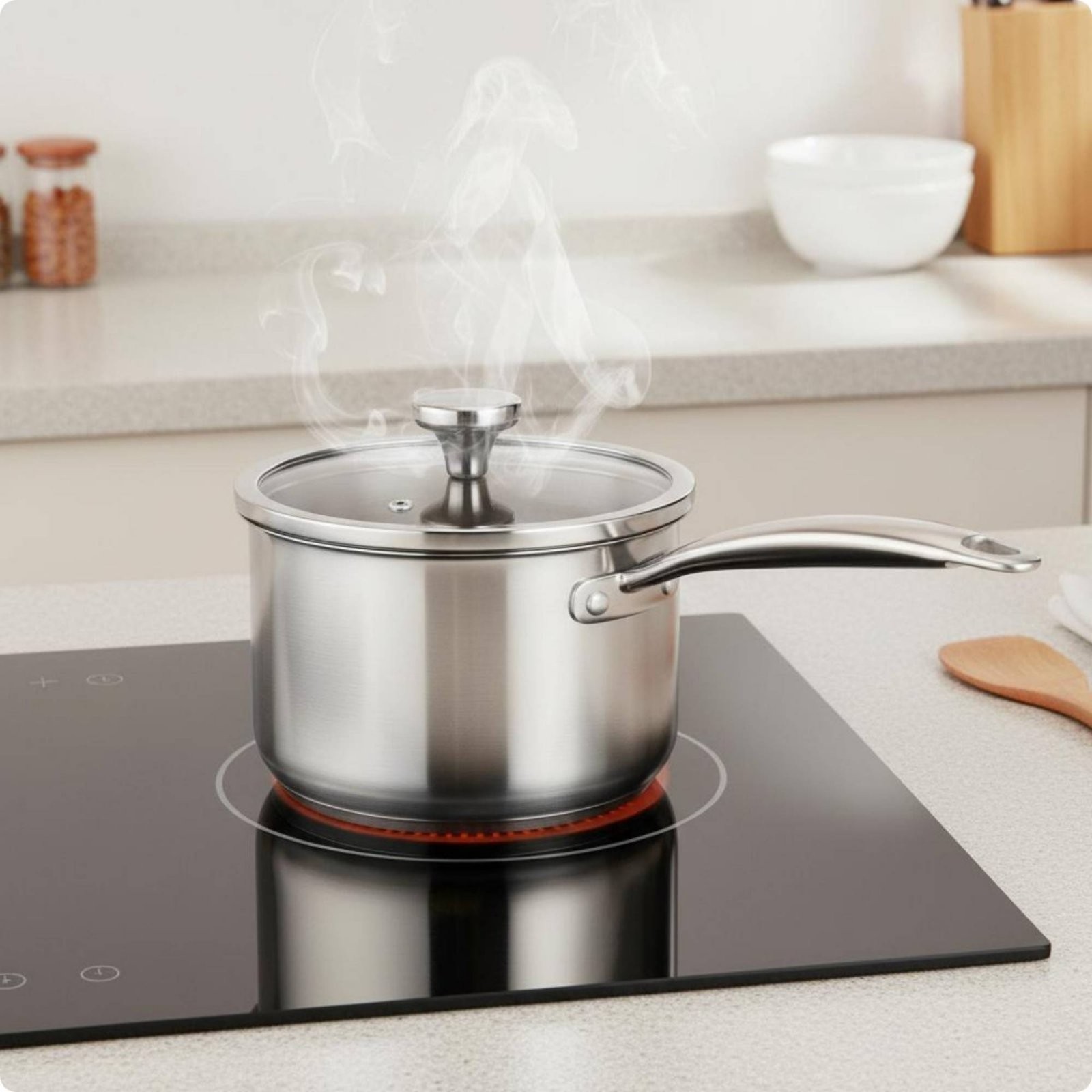 316 Stainless Steel Pot Induction Compatible Lidded Milk Pan Rust Resistant