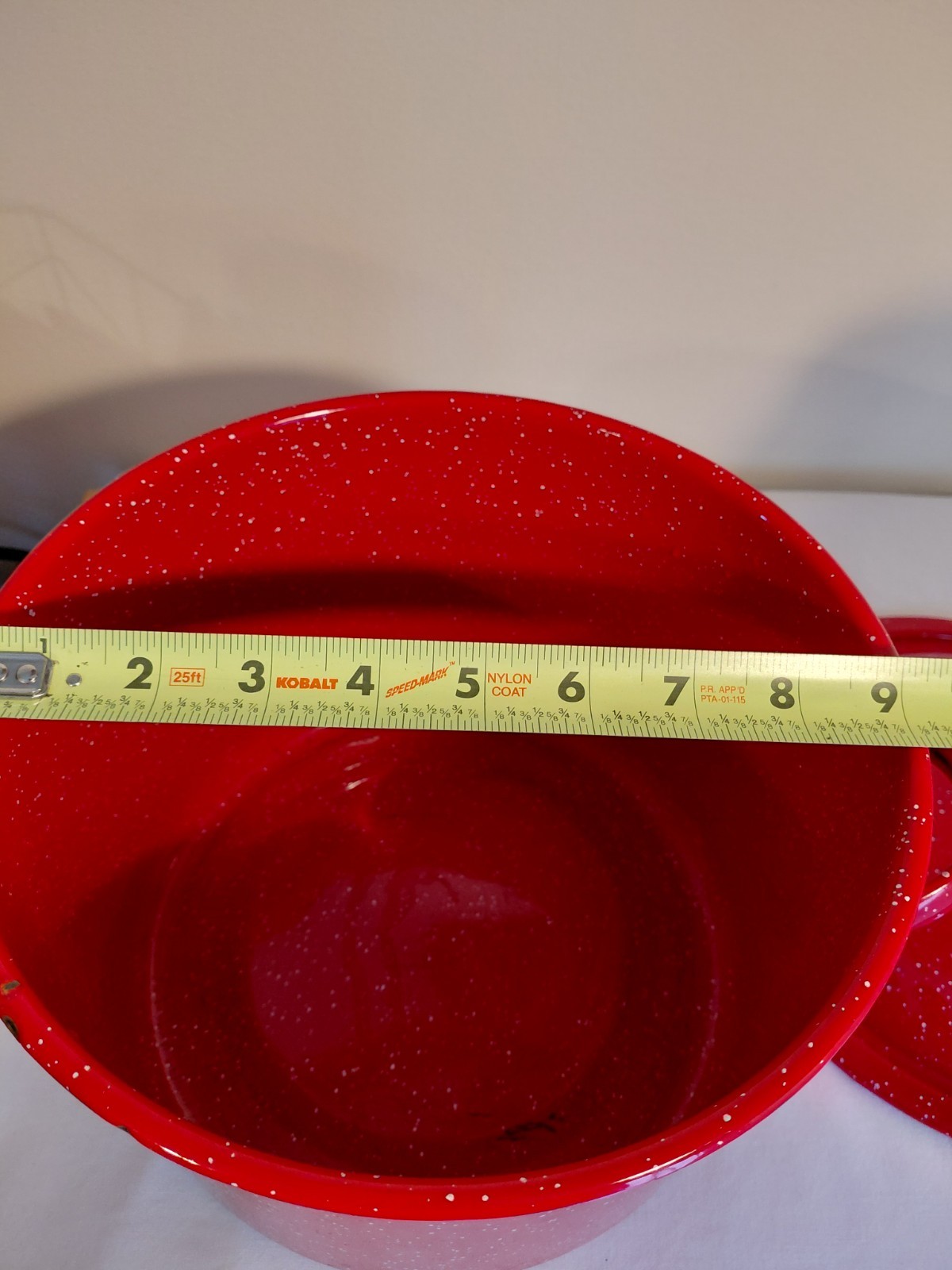 Red Enamel Stockpot with Lid, 9 Inch Diameter x 9 Inch Height, Double Handle 6QT
