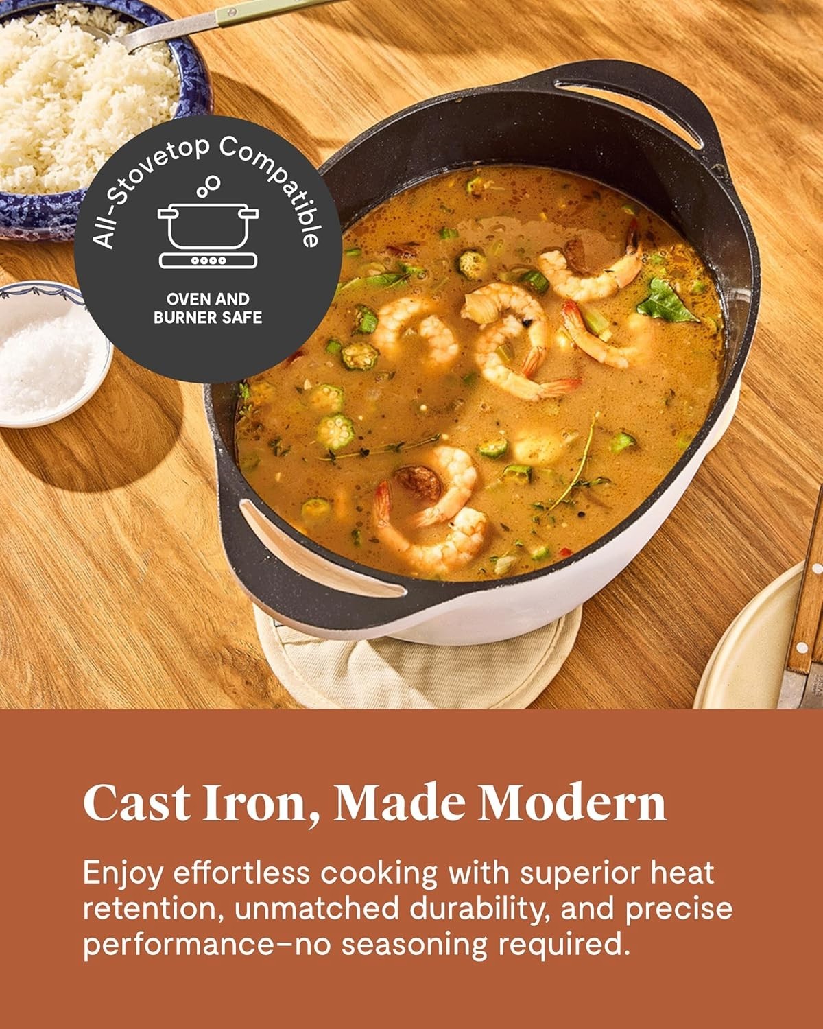 Caraway Home Enameled Cast Iron Oval Dutch Oven with Lid – Cream – SOLD AS IS