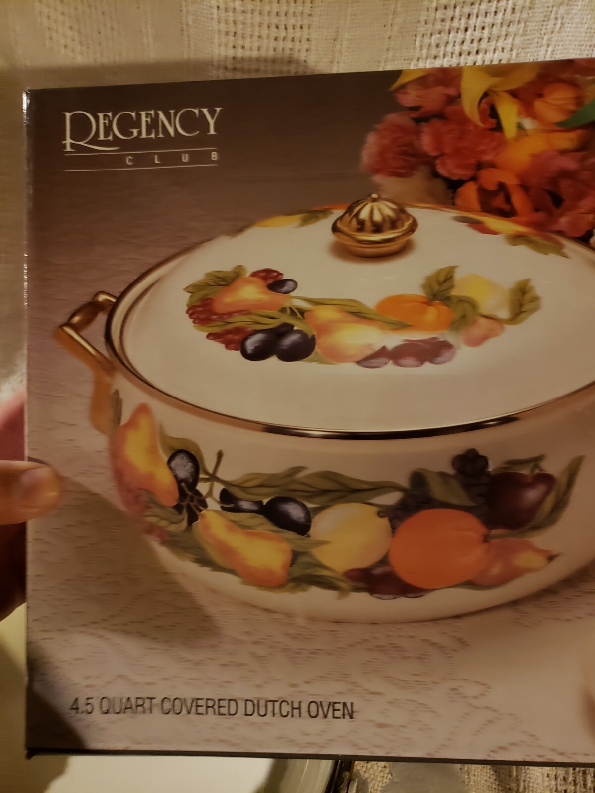 Vintage Regency Club 3 Quart Dutch Oven Pot Pan Enamel Brass Handles