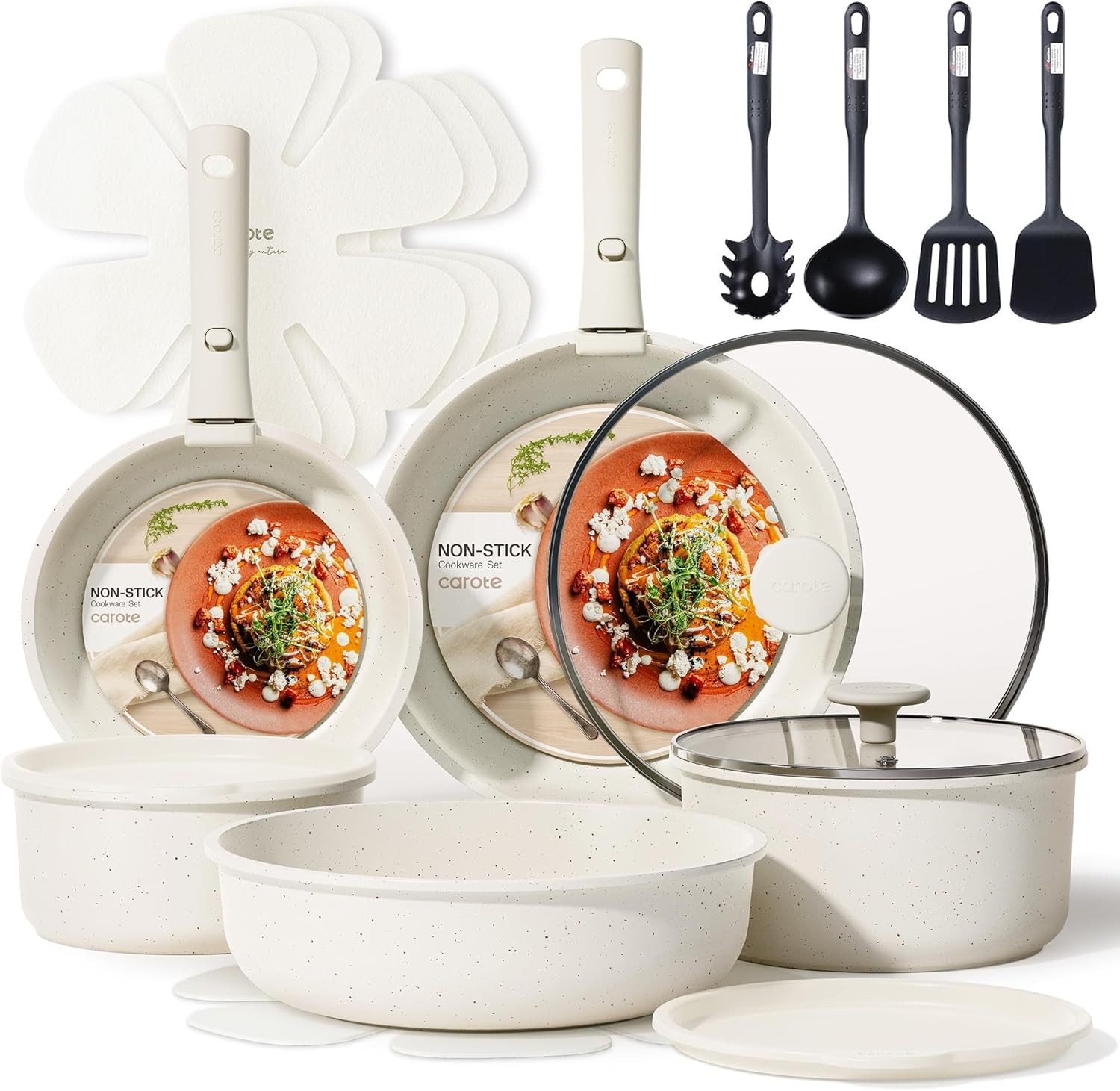 19 pcs Pots Pans Set Nonstick Cookware Set Detachable Handle Induction Kitchen