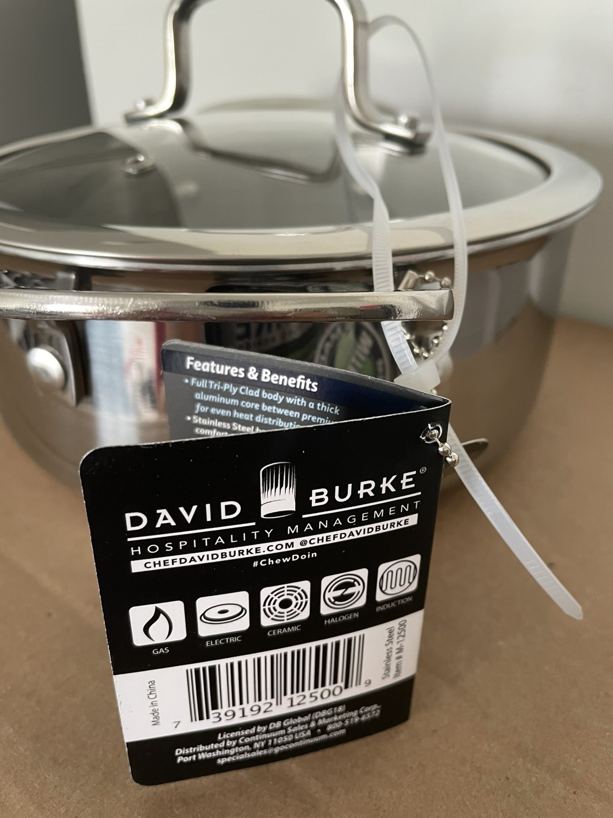 David Burke Geo Clad 3 Qt Casserole Ceramic Hybrid With Lid Safe Up To 500F ,NEW