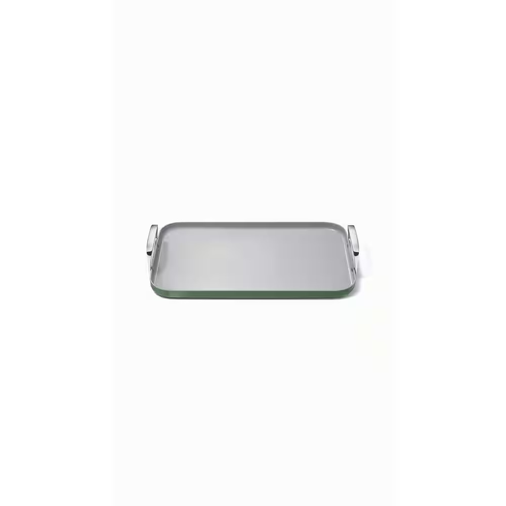Square 11.5 In. Ceramic Nonstick Double Burner Skillet in Sage Free Shipping New