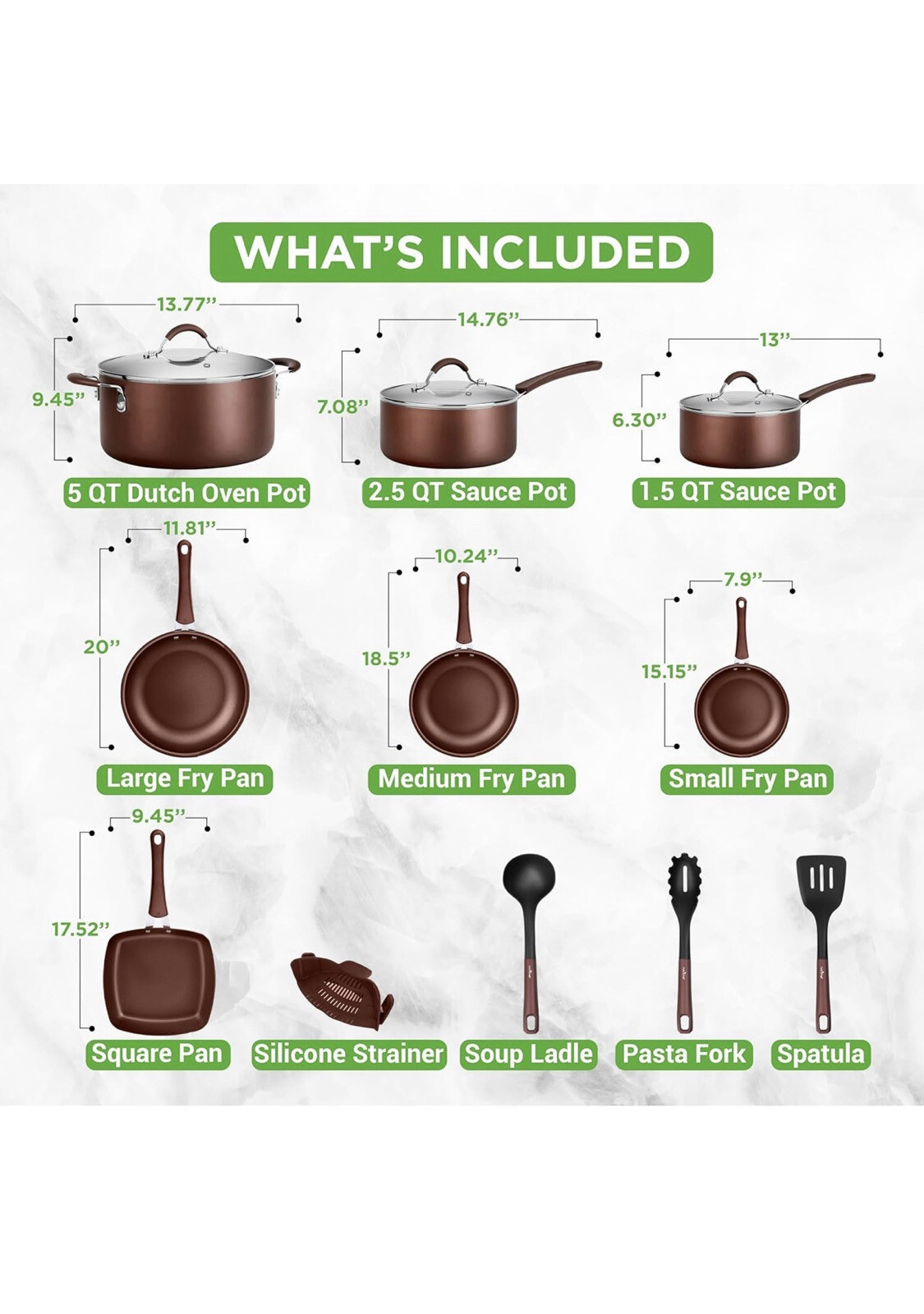 Luxury Aluminum Cookware Set – 20-Piece Non-Stick Essentials for Every Kitchen