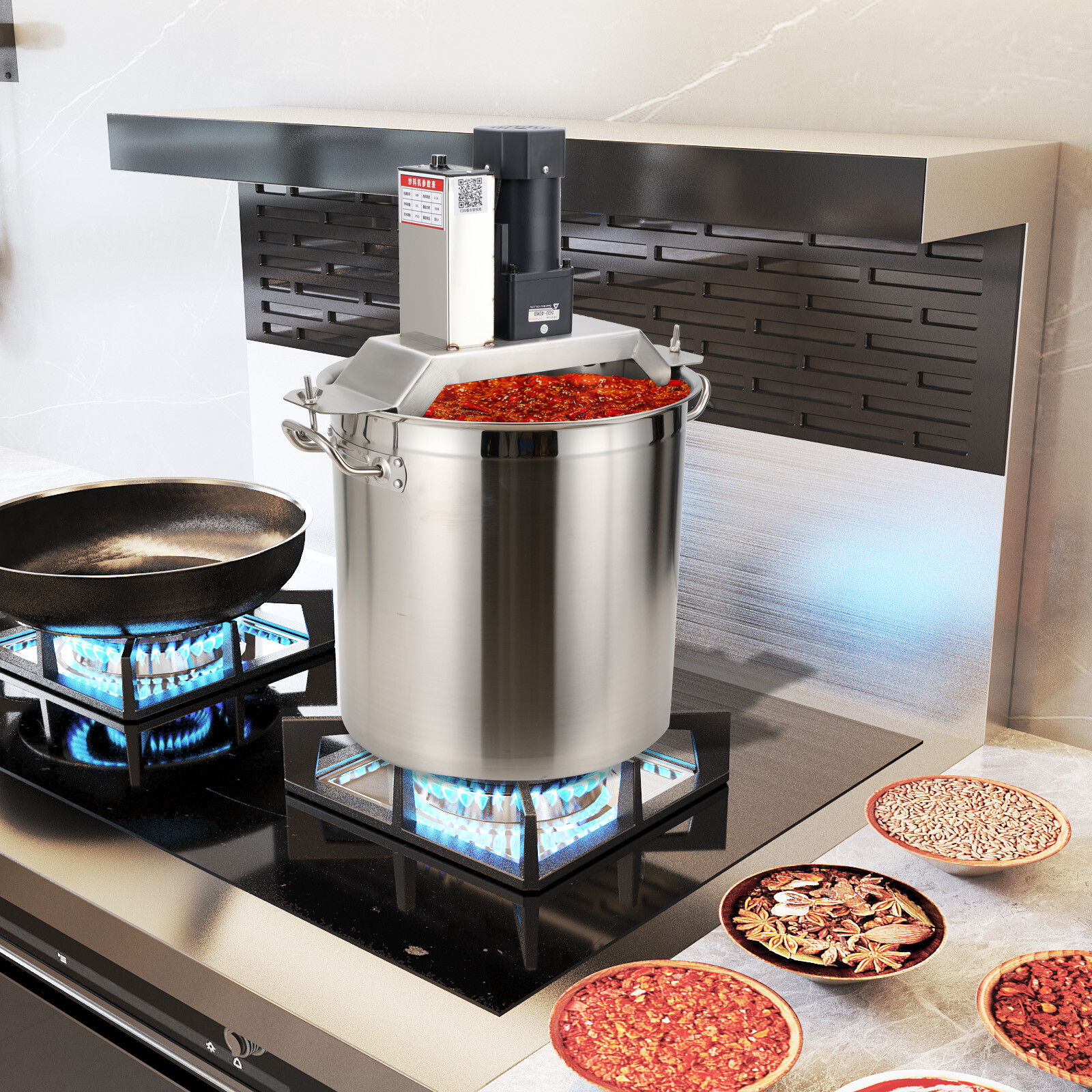 20-100Kg Automatic Food Mixer Hot Pot Bottom Soup Sauce Stirrer Frying Machine