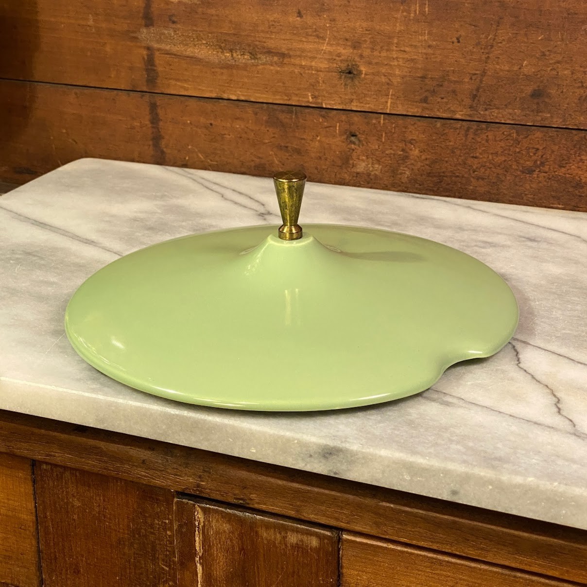 Vintage Salem Mint Green Ceramic Lid w/ Metal Handle Replacement