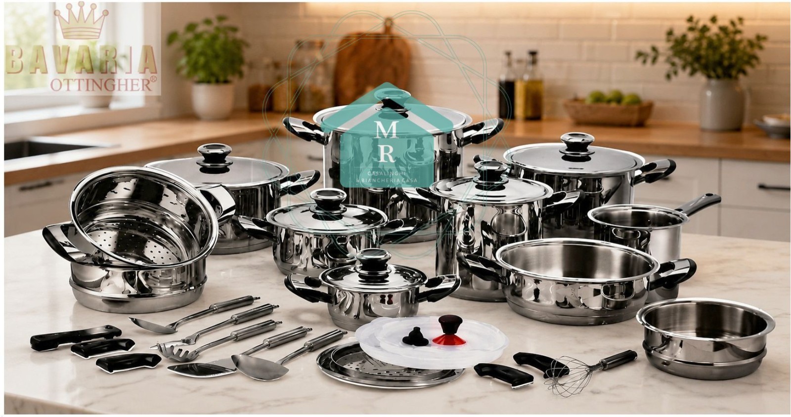 36pc Pot Battery Bavaria Ottingher Dietetic Series Stainless Steel Induction