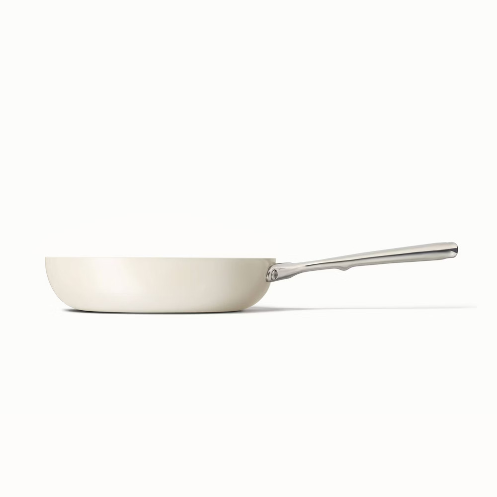 Caraway Home Fry Pan Cream: Nonstick Ceramic Cookware Oven-Safe Stainless