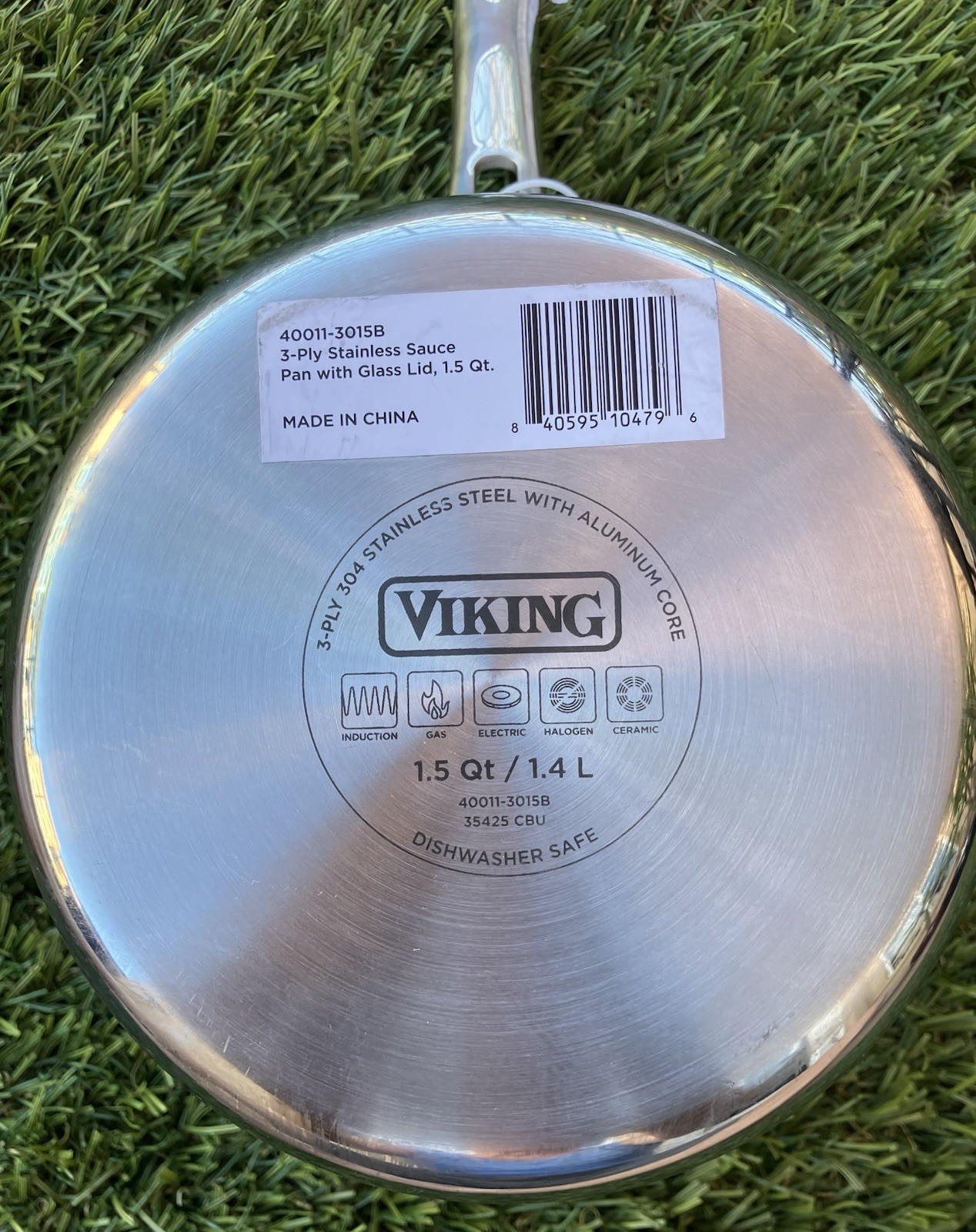 NEW VIKING Cookware 1.5 Qt 3-PLY STAINLESS STEEL SAUCEPAN W/GLASS LID Sauce Pot