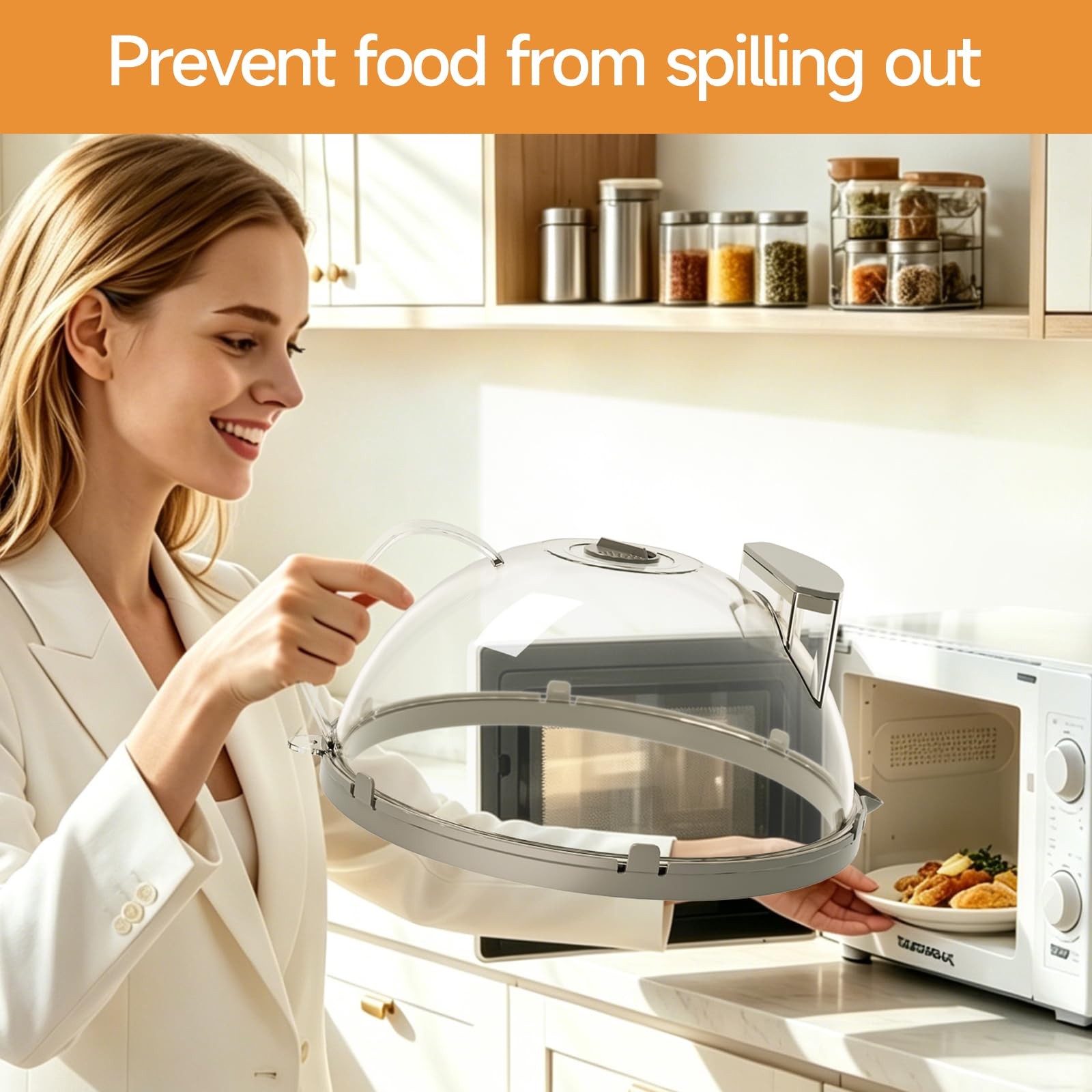 10″ Microwave Splatter Cover with Water Steamer, Microwave Cover for Food, Do…