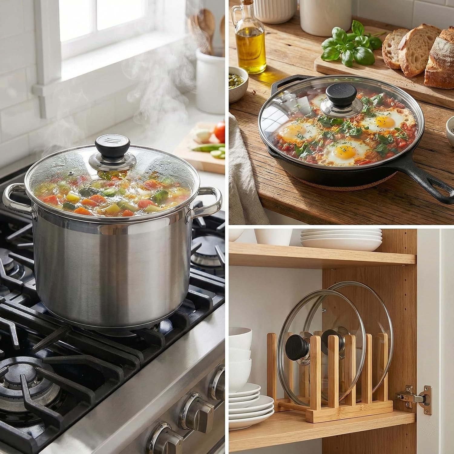10 Inch Pan Lid, 10 Inch Frying Pan Lids, Tempered Glass Cast Iron Lid for Skill