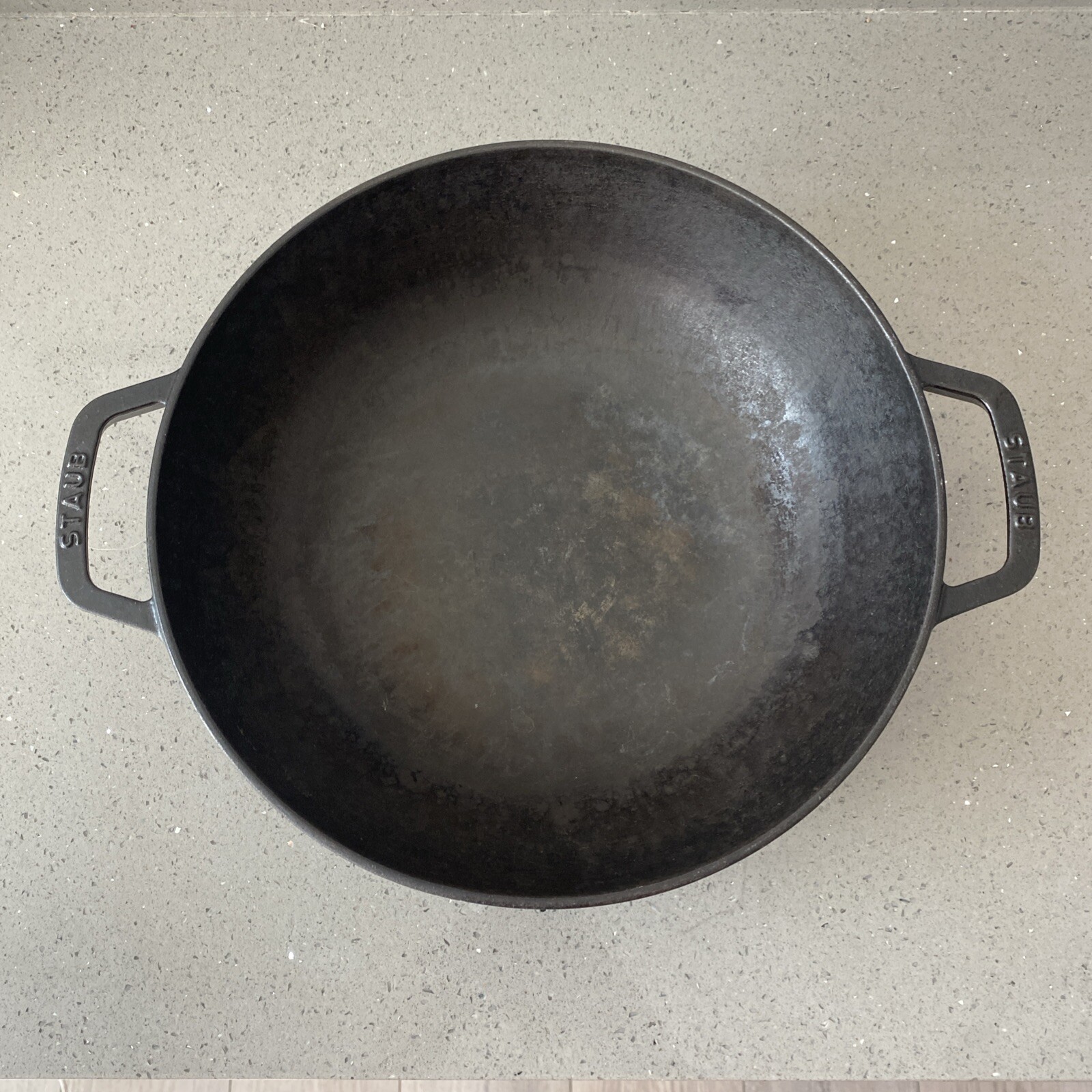 Staub Cast Iron #30 Round Wok 4.5qt Pan 12” Made In France No Lid