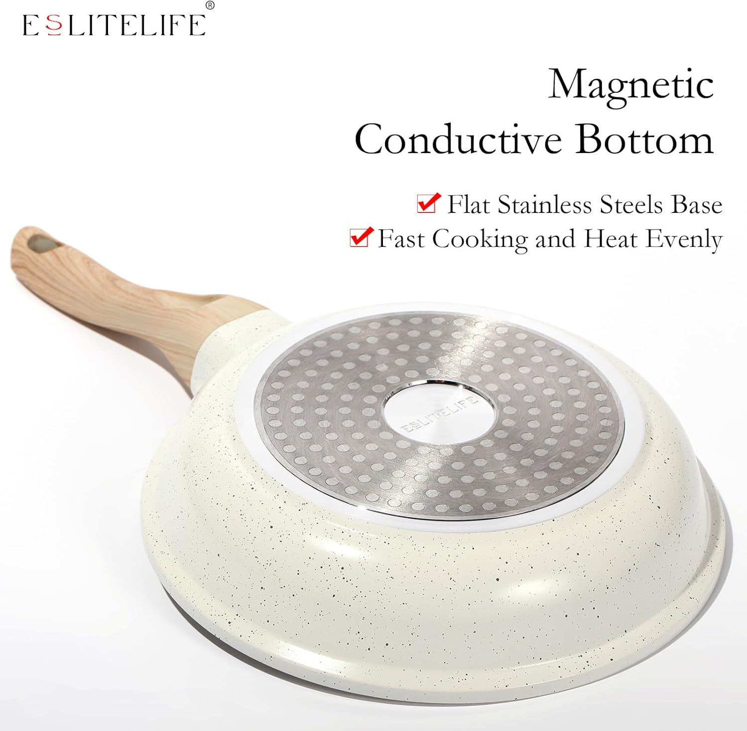 Nonstick Ceramic Frying Pans Set with Lids – Safe for All Stovetops (White)