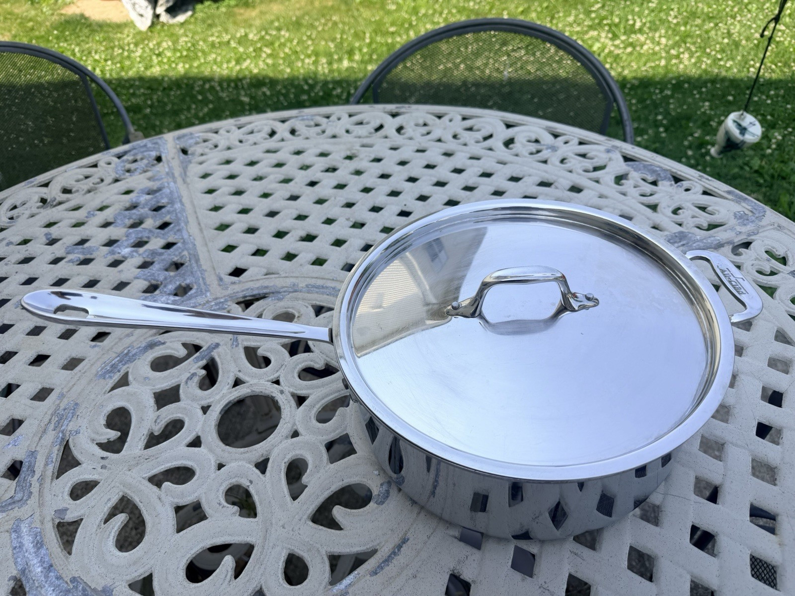 ALL CLAD Stainless Steel 11″ Diameter Saucepan Stock Pot With Lid Long handle