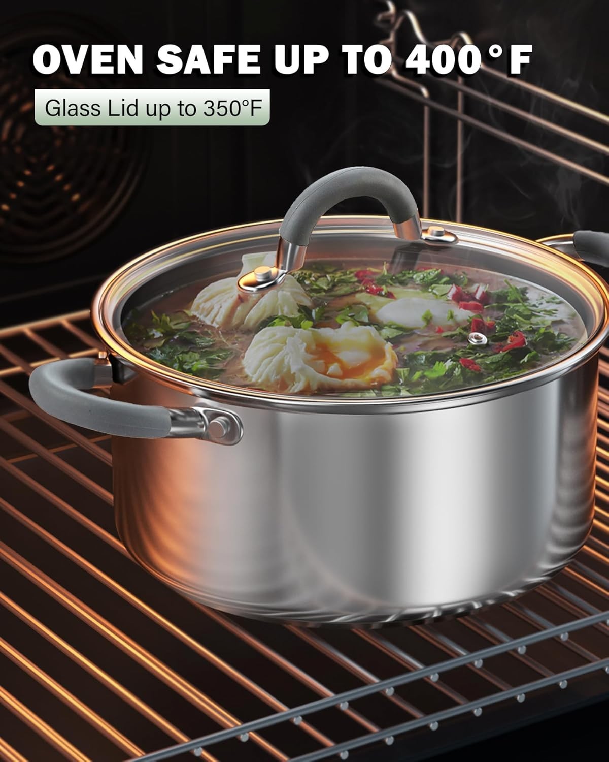 Versatile 8-Quart Cooking Pot – 18/10 Stainless Steel with Stay-Cool Handles