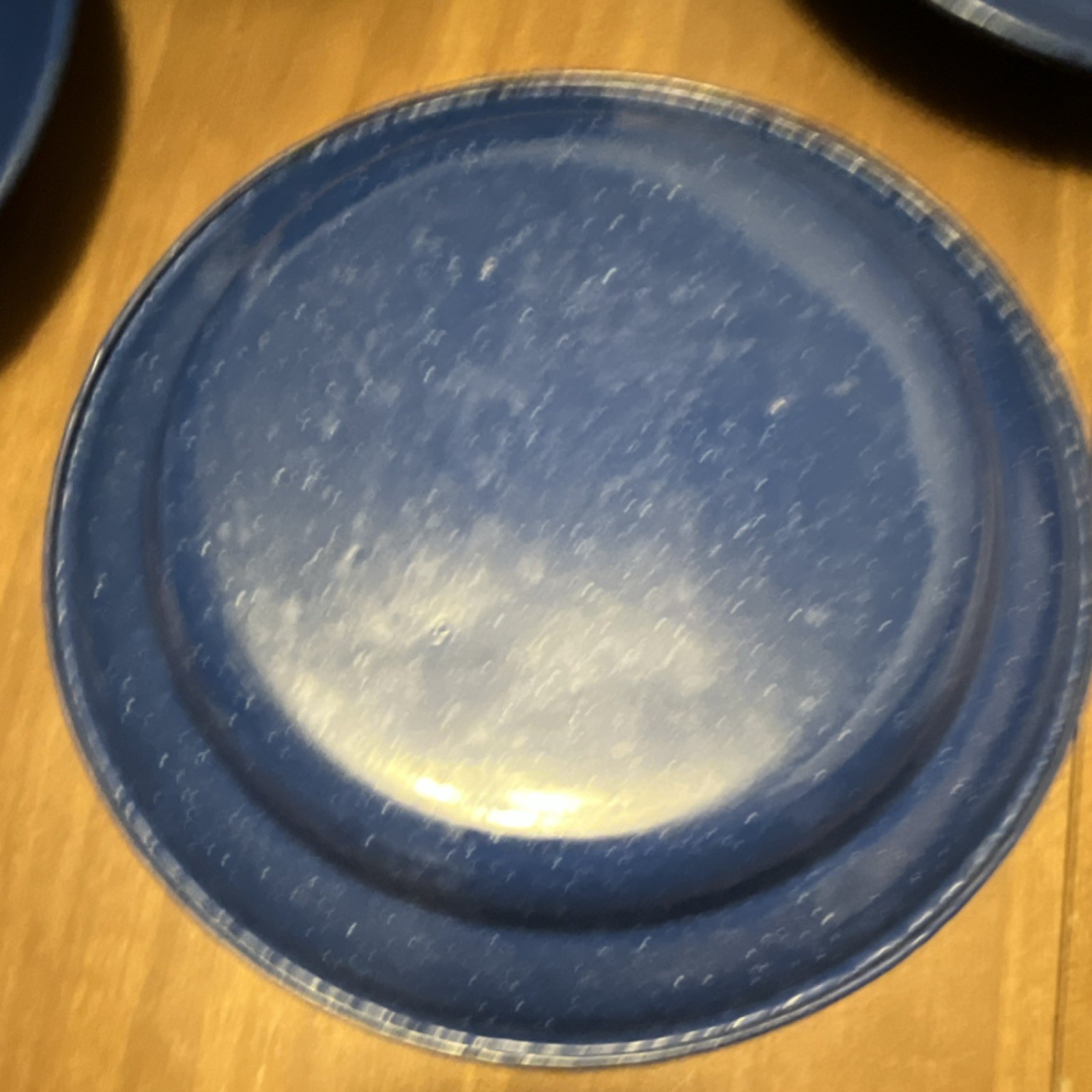 Blue Speckled Enamelware 3 Qt Stockpot w/ Lid & 3 Plates Set, Double Handle