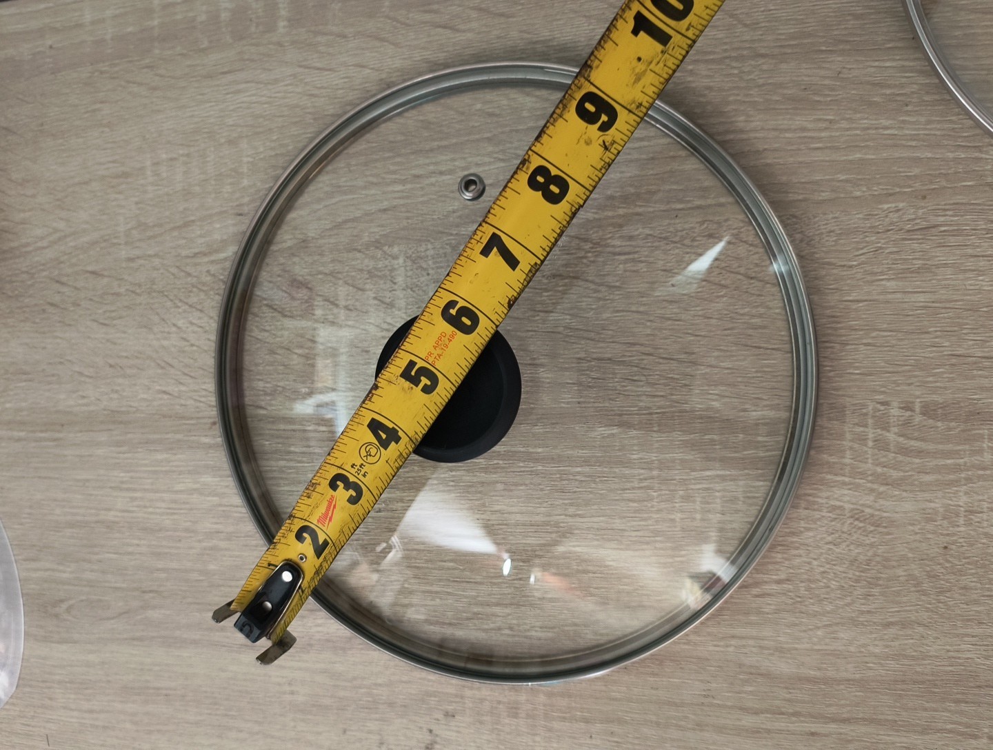 10″ Replacement Glass Metal Cooking Pot Lid with Black Plastic Knob