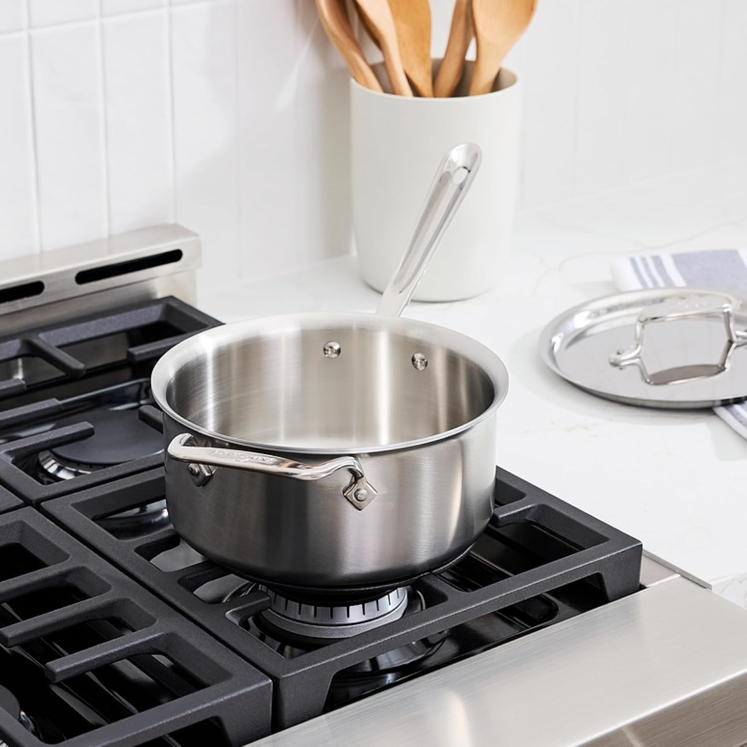 Durable 3 Quart 5-Ply Stainless Steel Saucepan, Induction & Broiler Safe