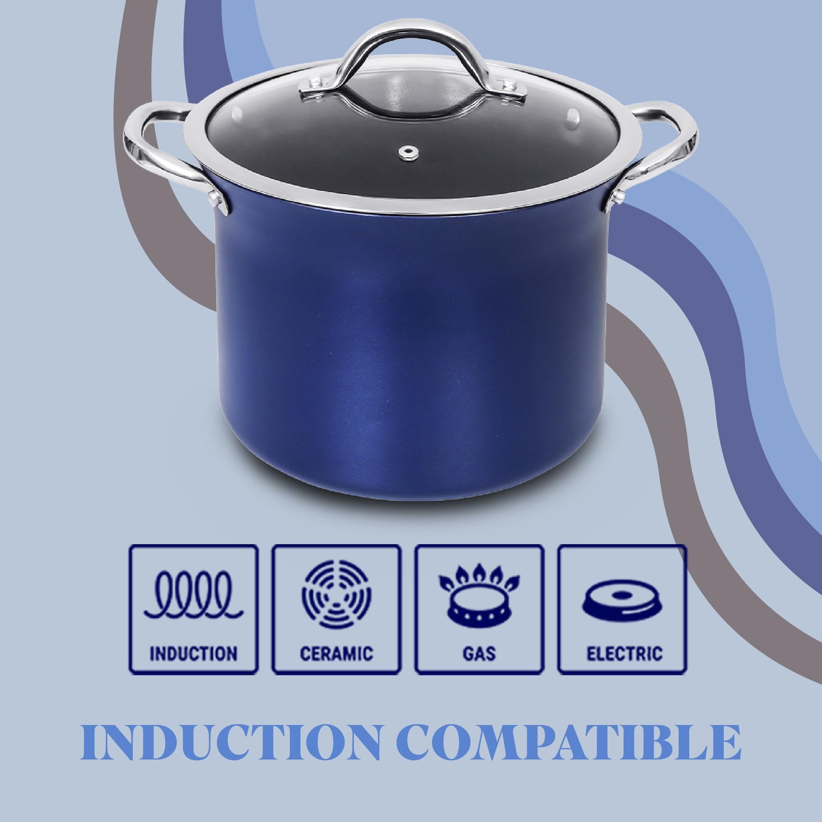 CONCORD Sapphire Nonstick 7 Quart Stock Pot Cookware Set (Induction )