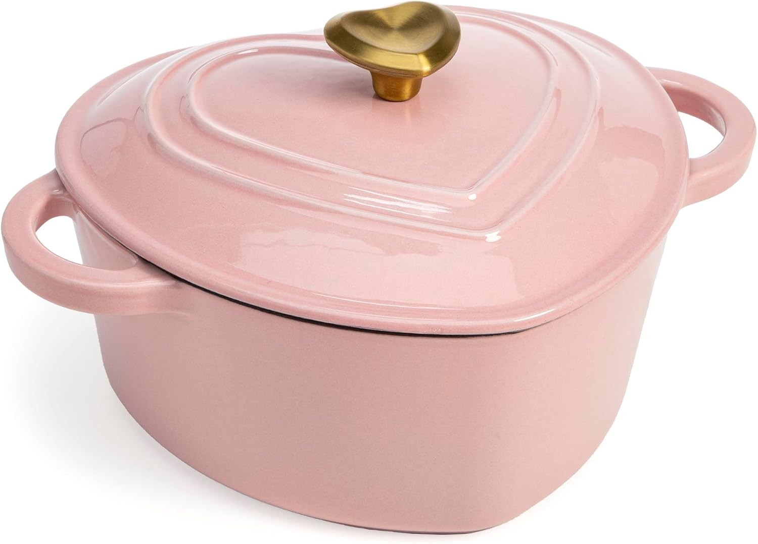Enameled Cast Iron Dutch Oven Heart-Shaped Pot W/ Lid Dual Handles Works on All