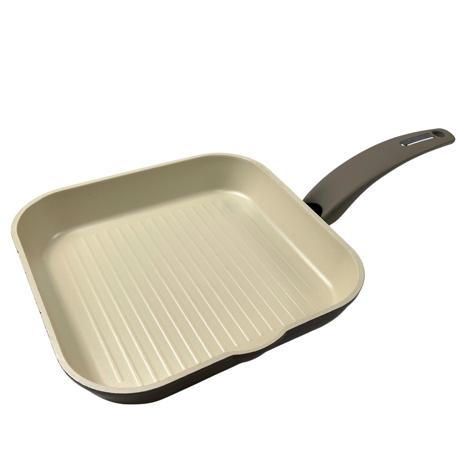 Moneta Ceramic Cookware Made in Italy 2 Pans Square Grill & Round Skillet EUC