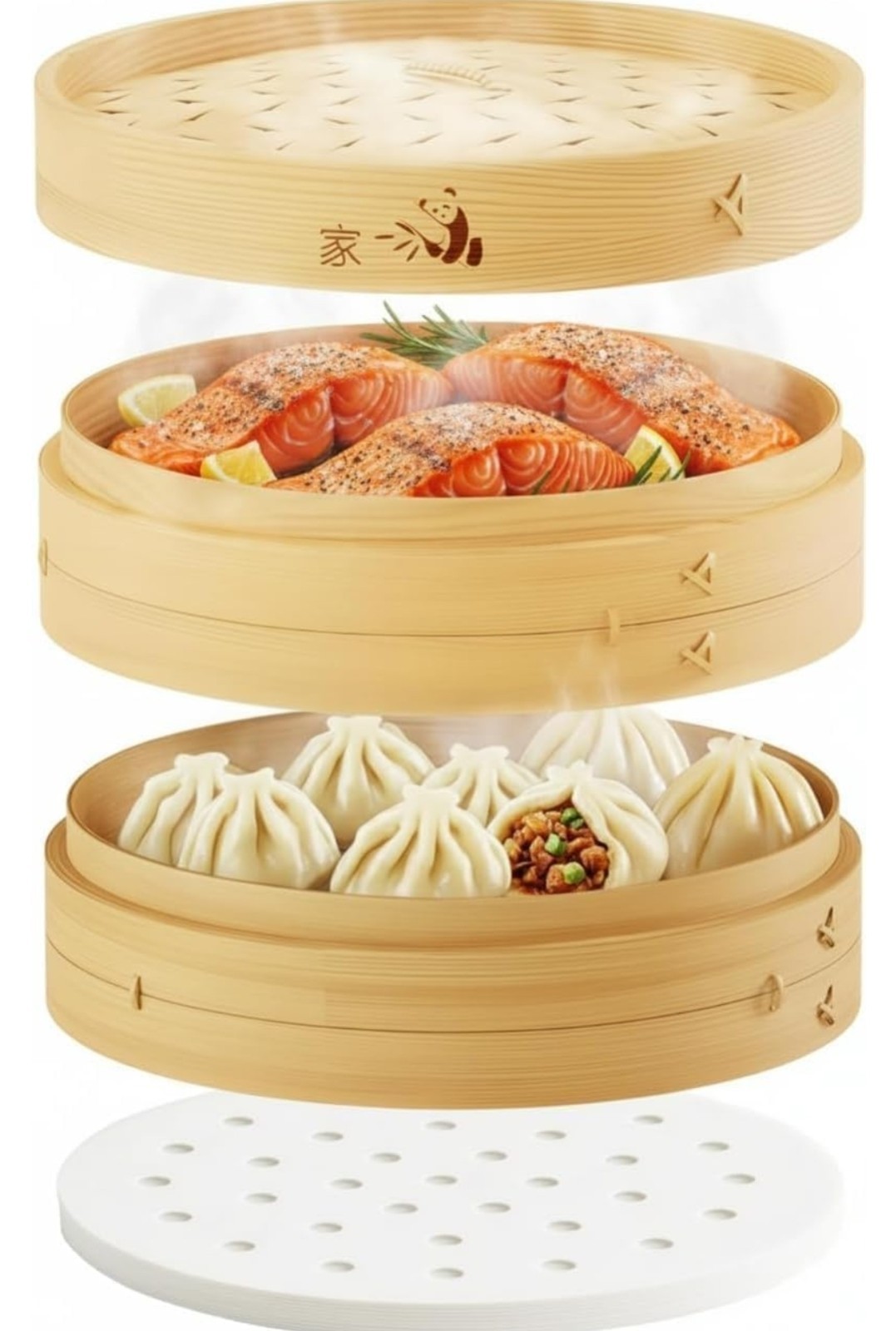 Prime Home Direct Bamboo Steamer Basket 10-Inch | 2-Tier Steamer for Cooking…