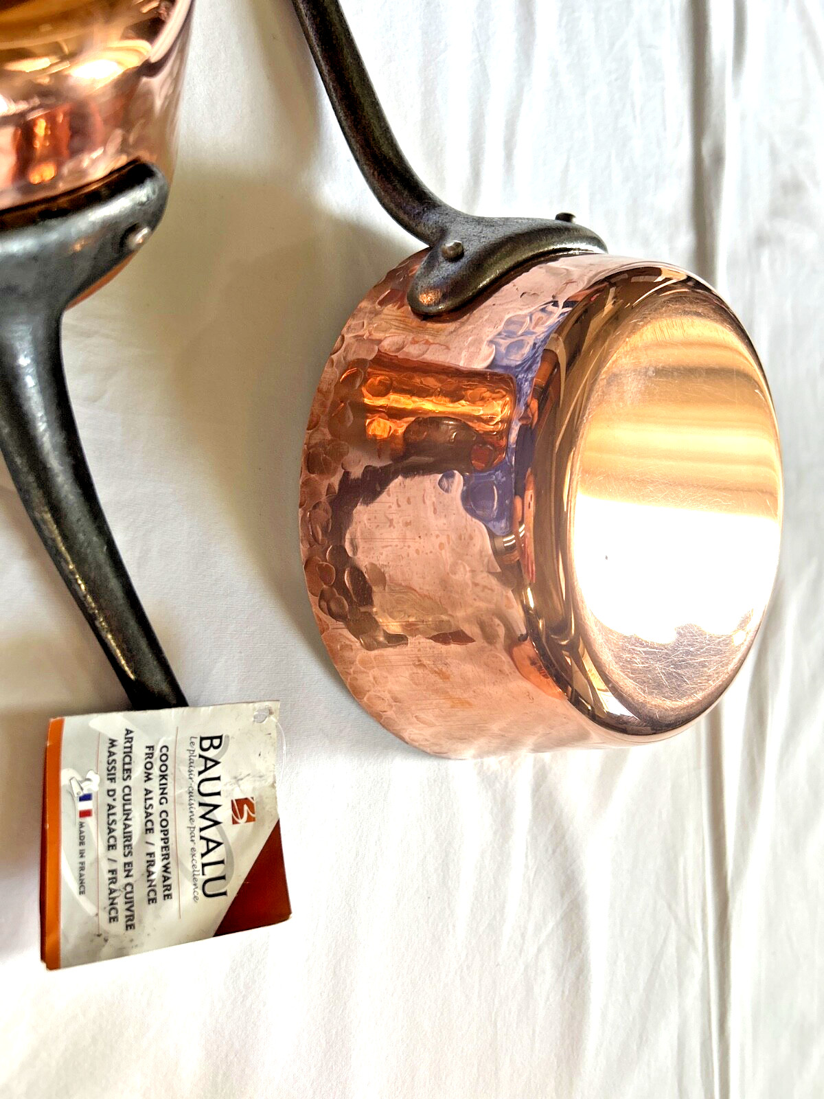 BAUMALU Copper 2 mm Saute Pans and Pots Mixed set of 3 Alsace France New