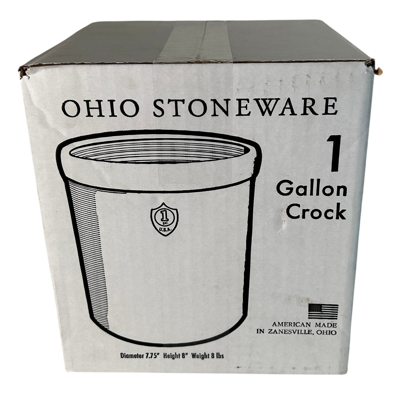 Ohio Stoneware 1 Gallon Crock American Made Lead Free Microwave Dishwasher Safe