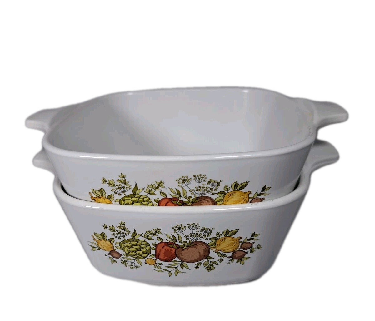 Corning Ware Casserole Dishes Set 2 Fruit Vegetable Pattern Oven Microwave Safe