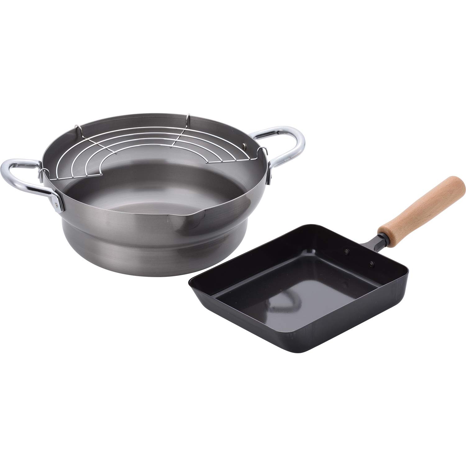 Iron tiered frying pan 24cm & iron egg cooker 14×18cm set