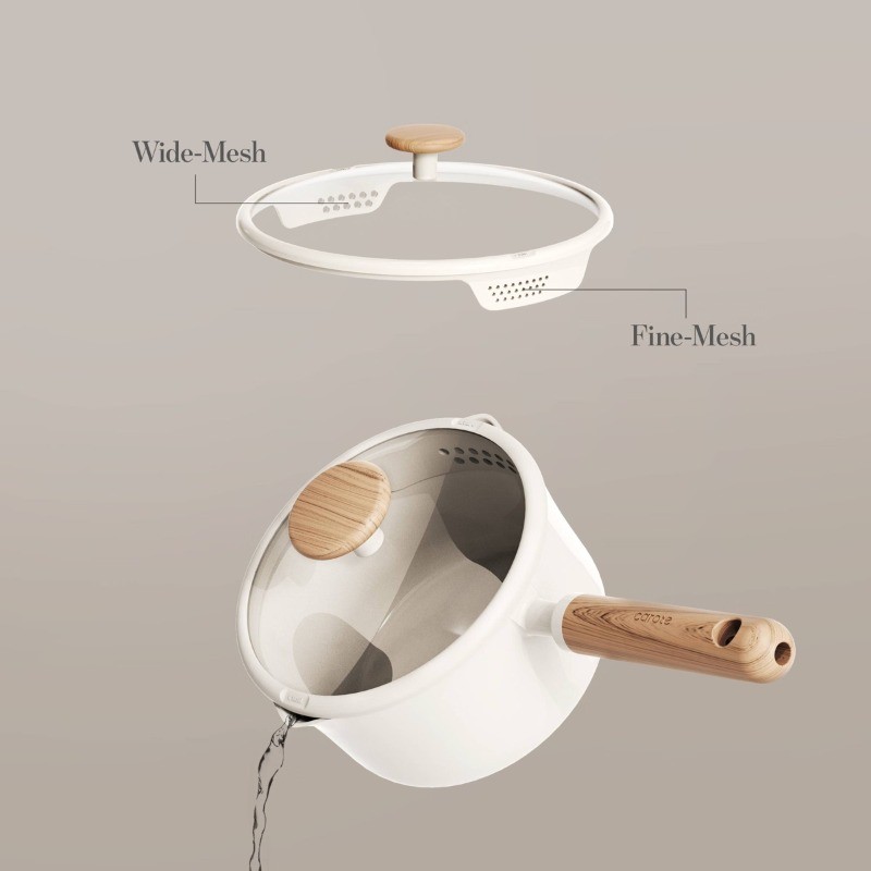 2qt Ceramic Nonstick Sauce Pan with Lid Cream