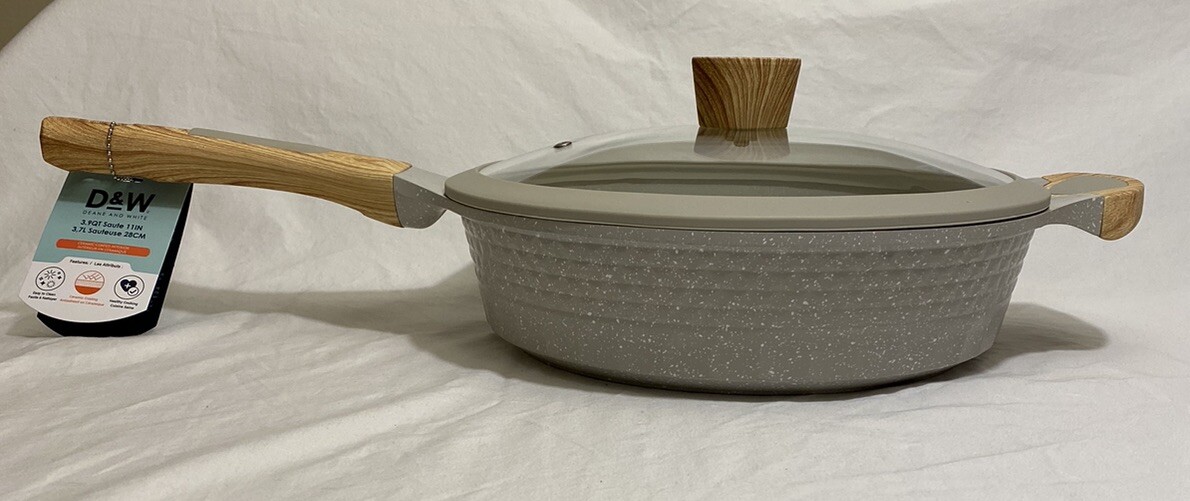 D&W Deane & White 3.9qt Sauté 11” Non-Stick Skillet W/Lid Shiny Sand NWT