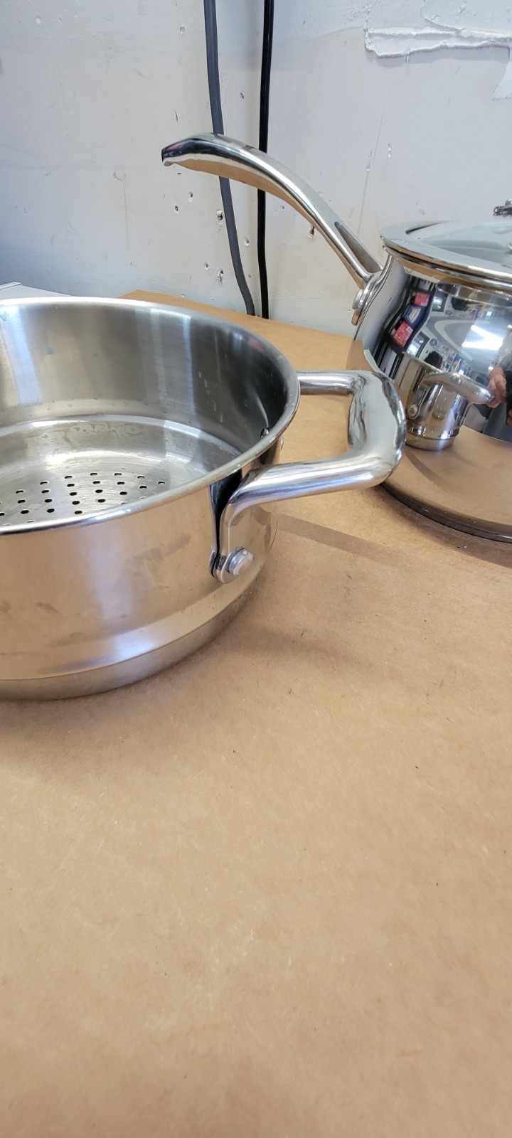 Biltmore 3 Pc Sauce Pans Pots Heavy Stainless Steel Oven Safe Steamer 3.4 2.3 QT