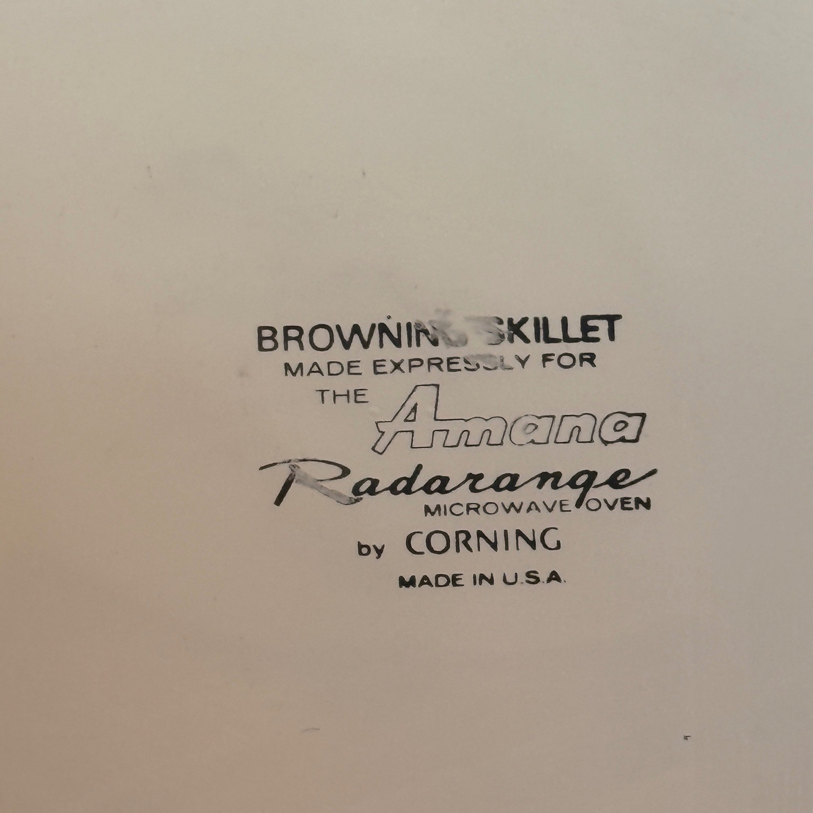 Vintage Corning Ware Amana Radarange Browning Skillet Blue Homestead White 10in