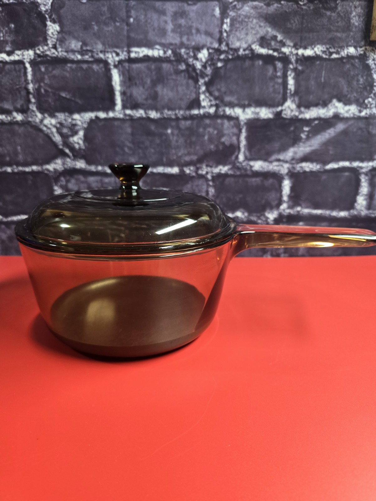 Corning Ware Visions 1.5L Amber Pan Pot with Lid USA Non Stick Vintage