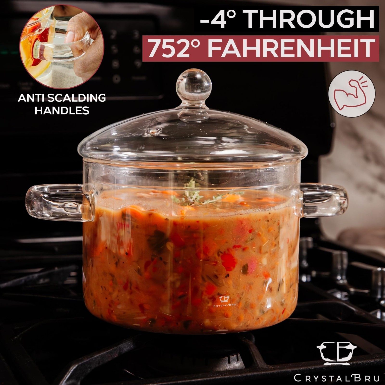2L Clear Glass Simmer Pot with Lid & Strainer | Heat-Resistant Borosilicate…