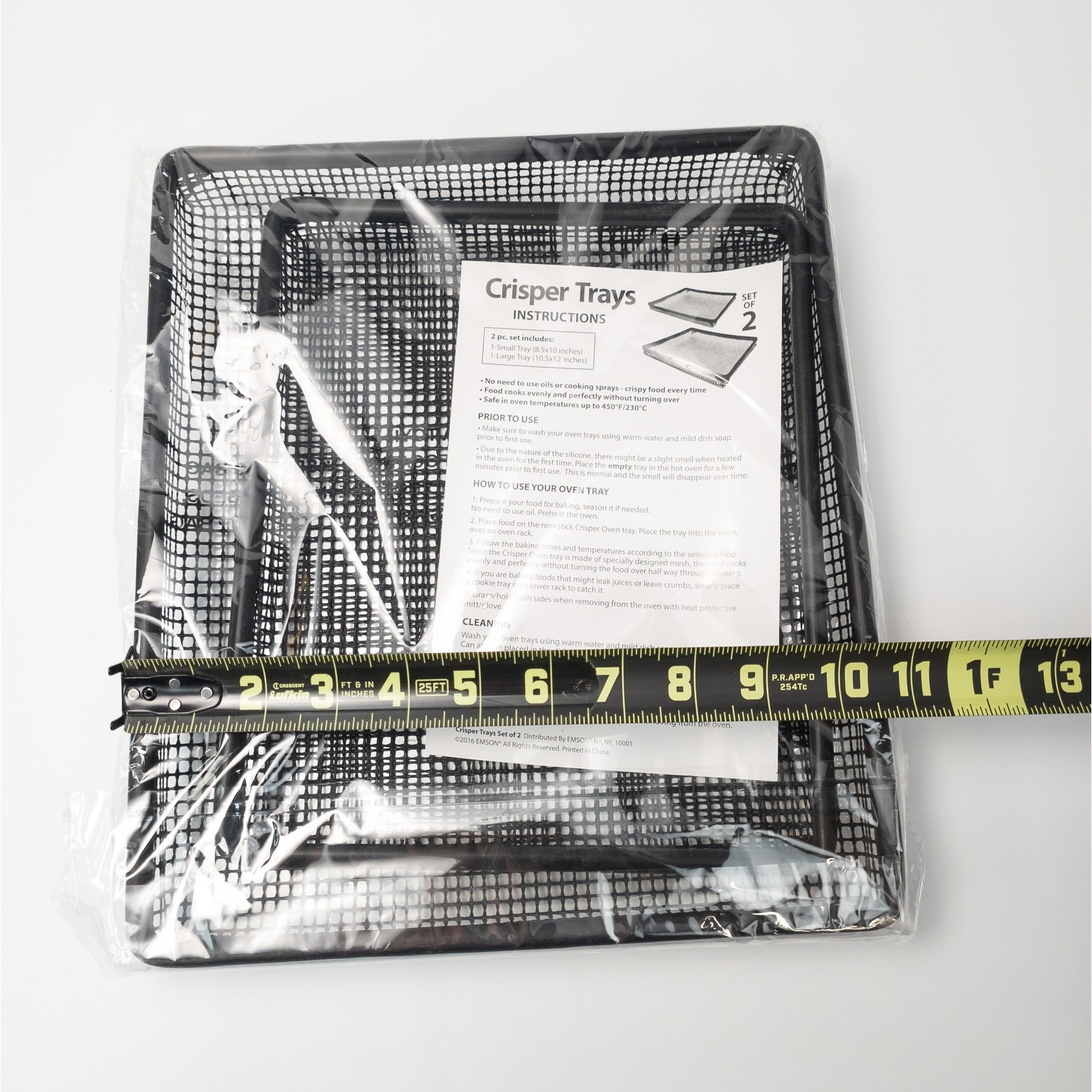 Set of 2 Silicone Mesh Oven Crisper Trays 8.5×10 and 10.5×12 inches Sealed