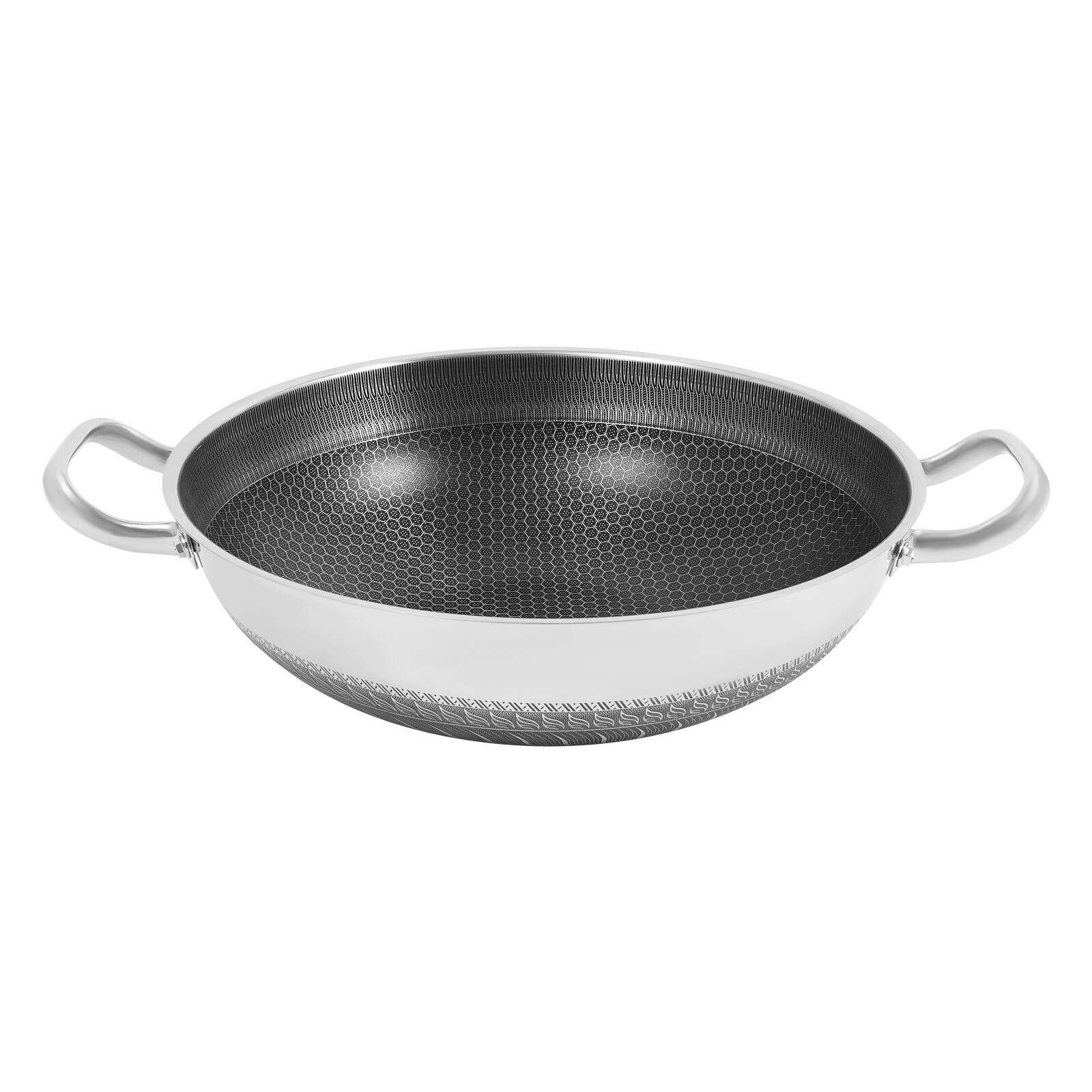 Skillet With Lid 13.19” Non Stick Paella Pan Stainless Steel Frying/Cooking Pan