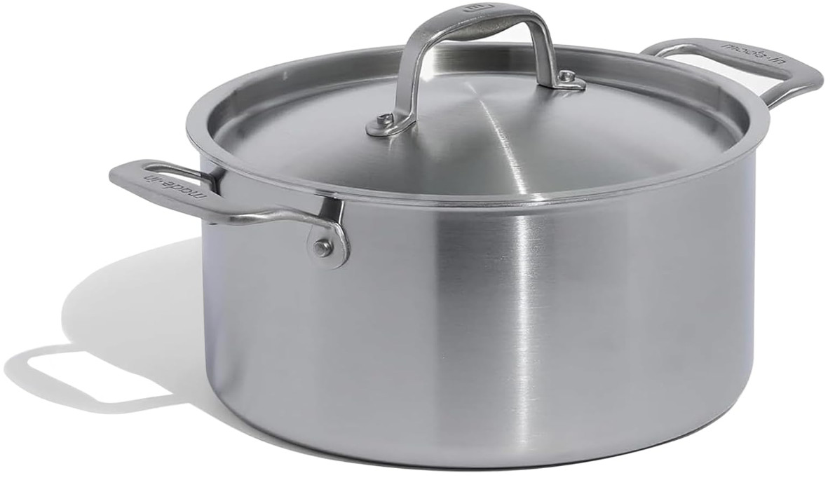 Olla 6QT acero inoxidable 5 capas con tapa apta inducción cocina. Nuevo