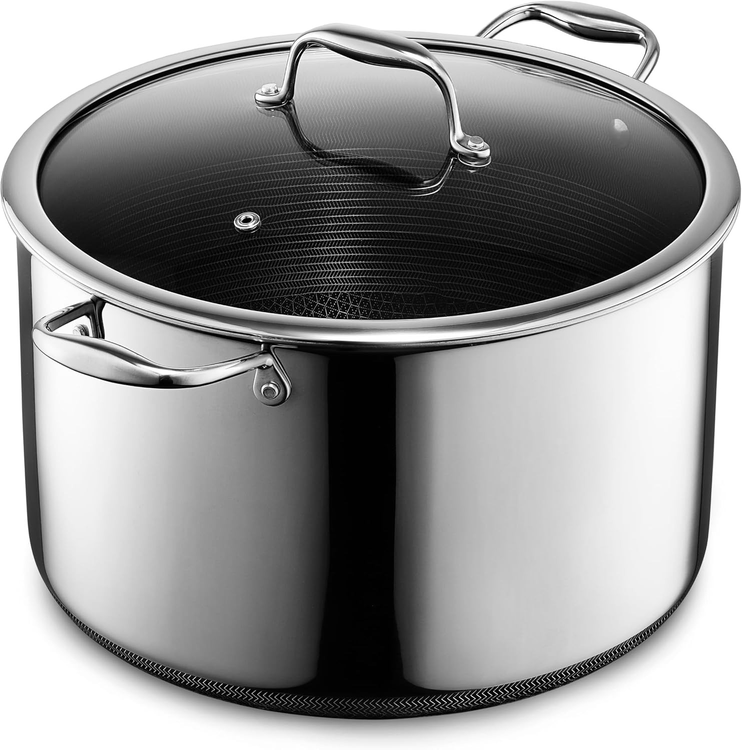 12 Quart Hybrid Nonstick Stock Pot with Lid, Dishwasher Safe, Induction Ready,