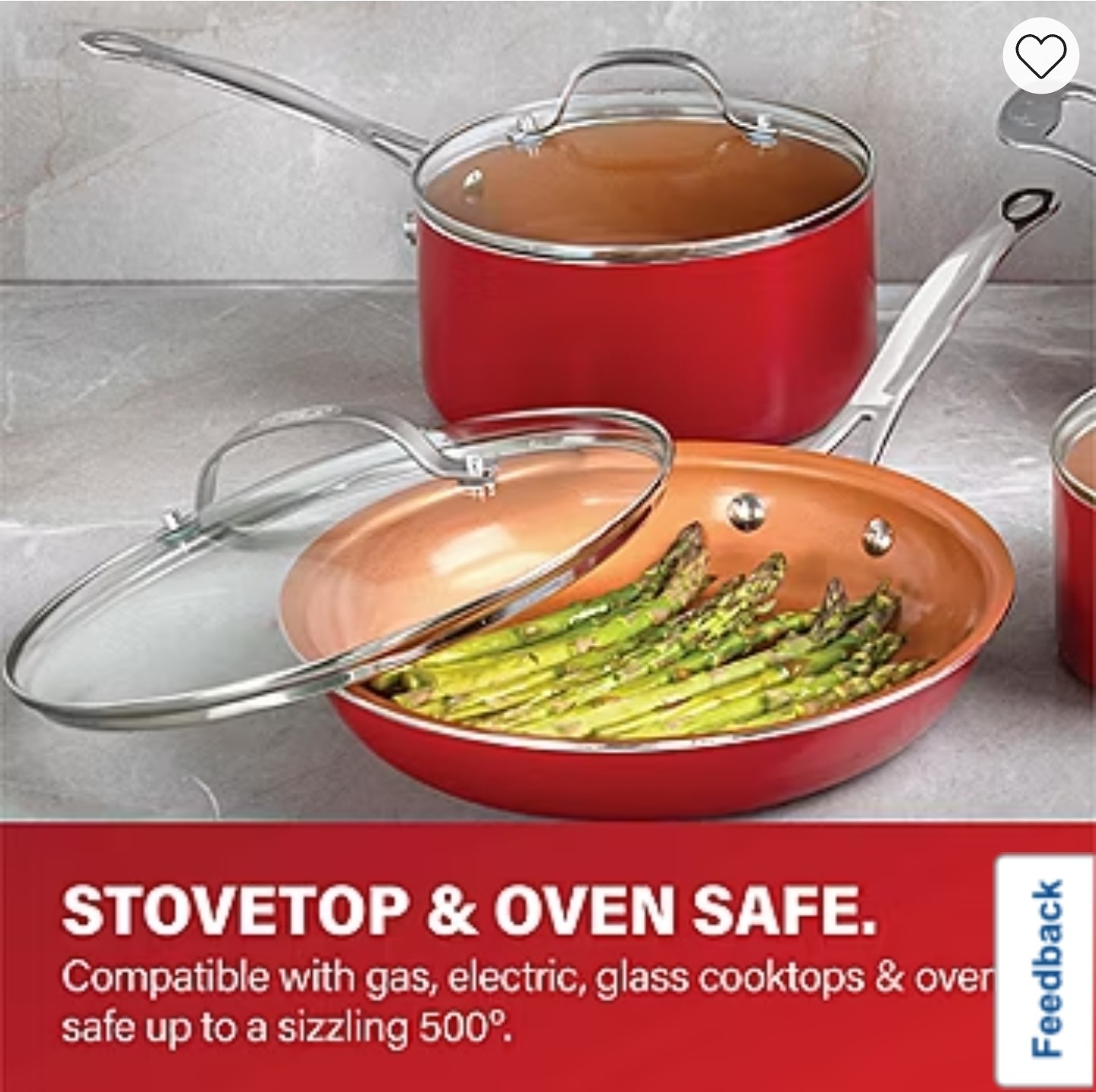 Gotham Steel Diamond 20-Piece Red Nonstick Ceramic Cookware Bakeware Set