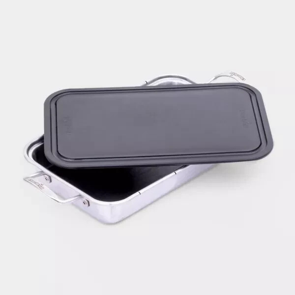 Char-Broil Grill Cookware Deep Dish Pan & Cutting Board – Silver/Black