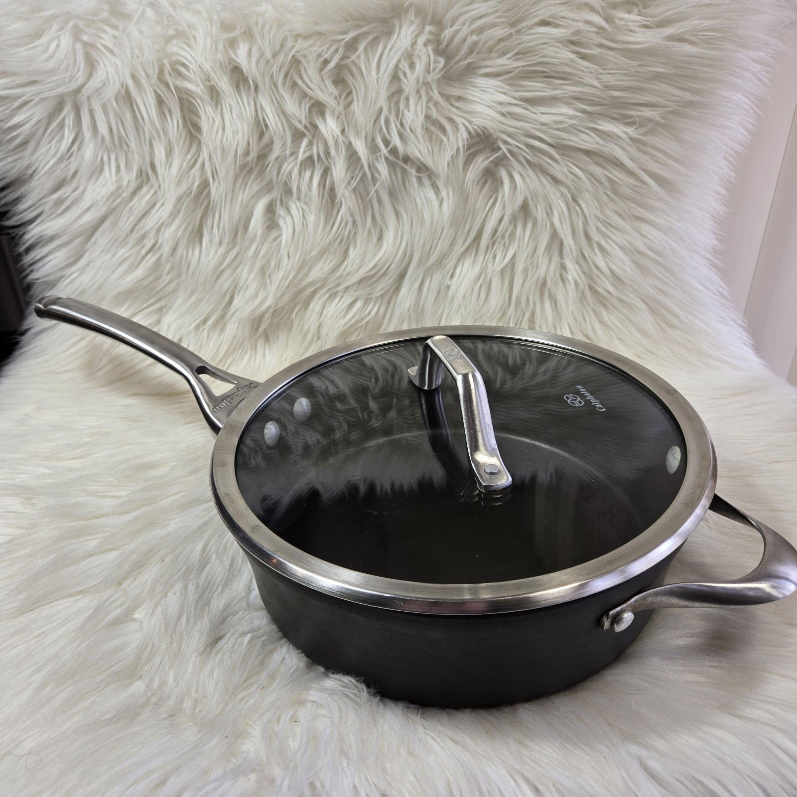 Calphalon 3 QT Hard Anodized Aluminum Skillet Frying Saute Pan w/ Lid #5003 USA