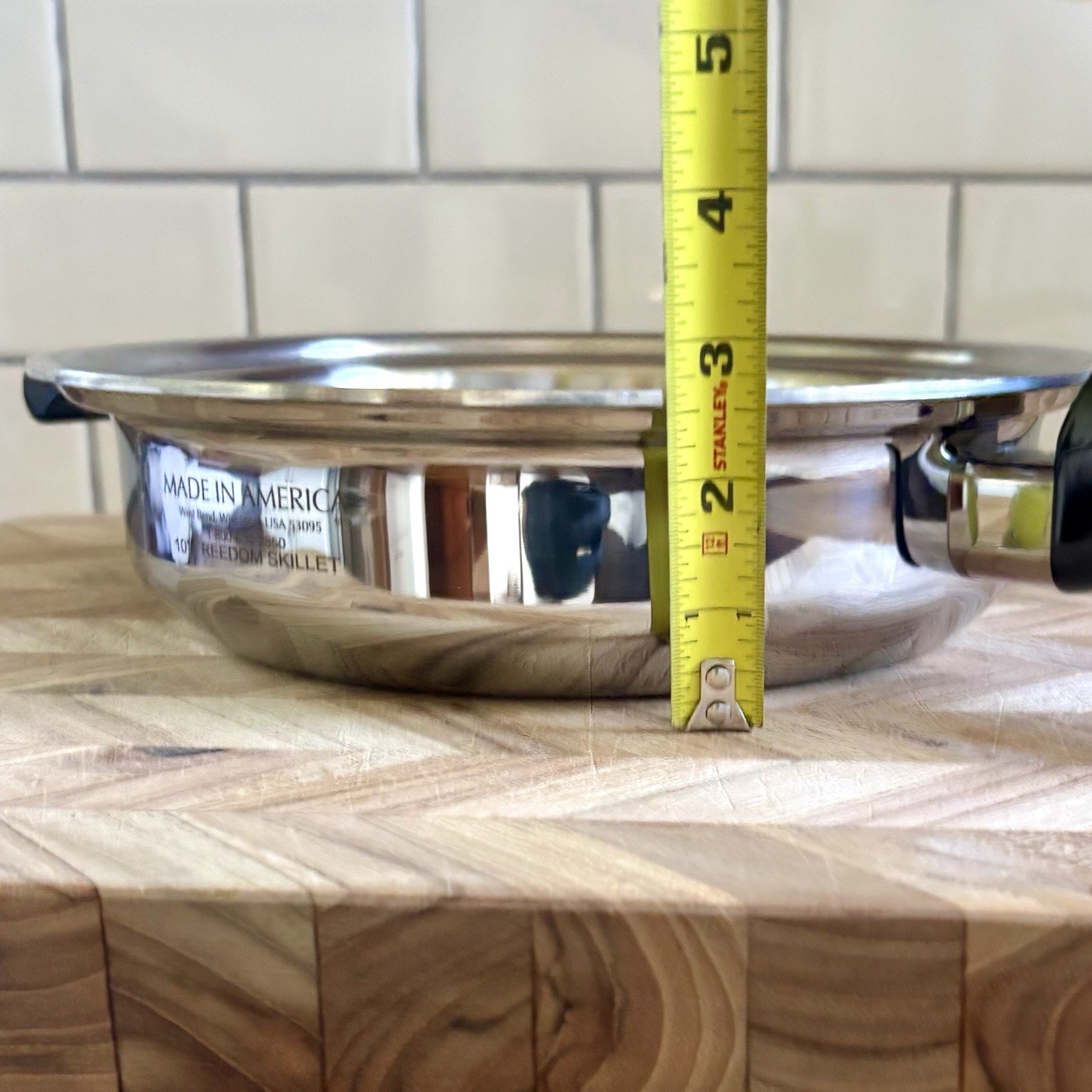 Kitchen Craft 10″ Freedom Skillet 2.3 qt Stainless Steel Made in USA – No Lid