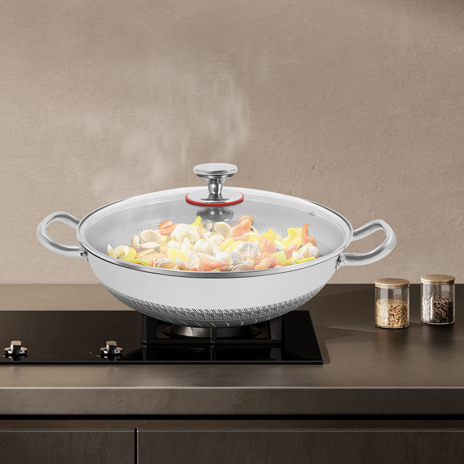 Stainless Steel Pan, Cooking Pan, 410 Stainless Steel Frying Pan for 3-4 People~