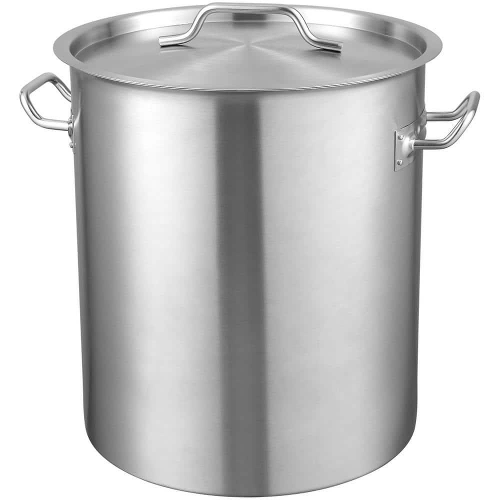 VEVOR Stock Pot 42qt Commercial Stainless Steel Silver Strainer Induction Safe